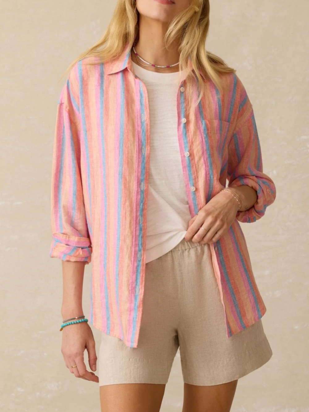 Faherty Laguna Stripe Linen Button-Up Shirt